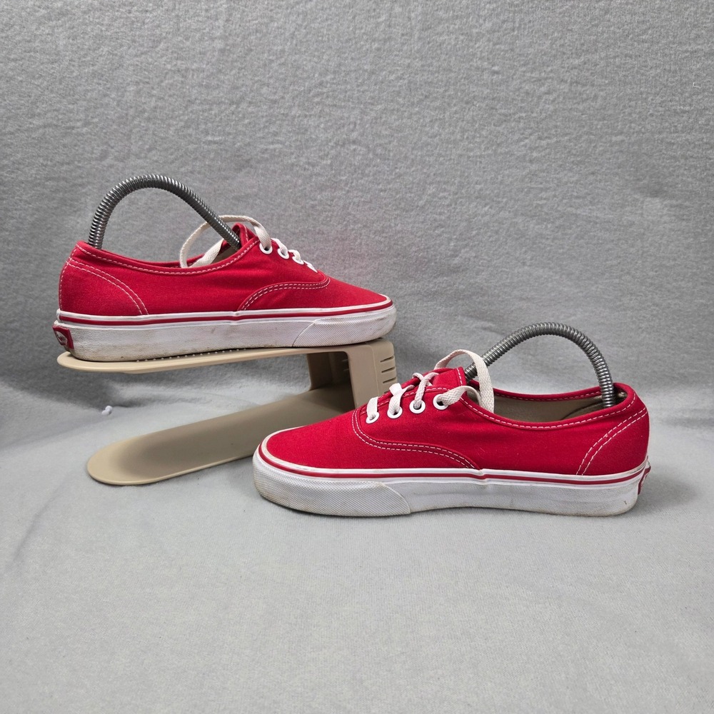 Vans Authentic Red Canvas Low Top Skate Shoes Sneakers 721565 Womens 7.5